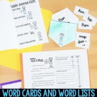 phonics passages word cards and word lists.