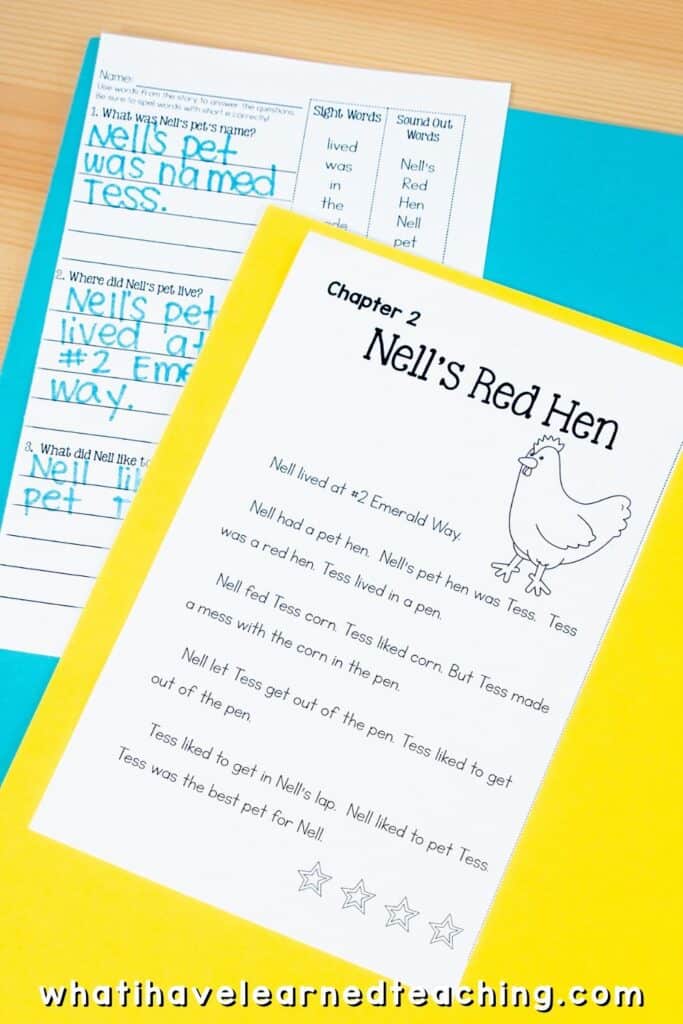 Phonics reading passages for short vowels provide extra practice for first grade and second-grade. There are 5 passages for each short vowel, word lists, and comprehension questions. Each set of passages for one vowel is about one group of kids that all live on the same street. The kids are repeated in each of the five stories to build continuity and to create a chapter book for each vowel. Even your lowest readers can feel successful reading longer text with these controlled passages.