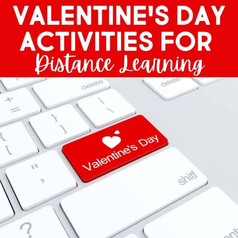 A computer keyboard with a red key labeled Valentines Day featuring two white hearts, promoting Valentine’s Day Activities for Virtual Learning and engaging online Valentine’s Day activities for students.