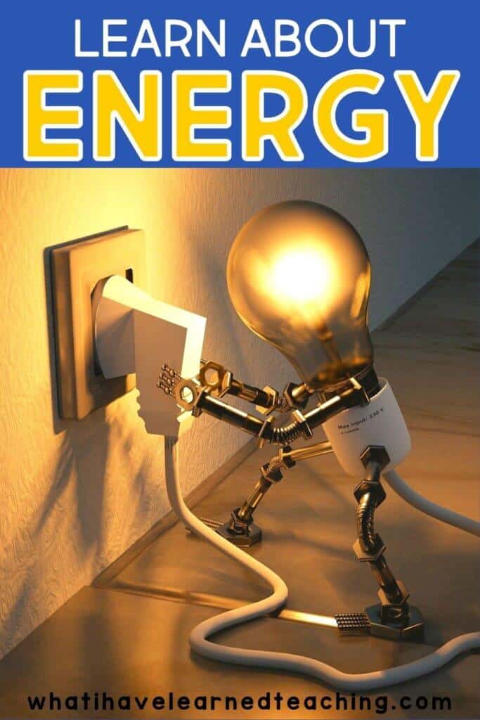 Are you looking for ideas to teach your elementary students about Energy? This is a great list of ideas, demonstrations, and experiments all about energy, including the transfer of energy, kinetic energy, potential energy, as well as the energy of objects, sound energy, light energy, heat energy, and electric currents.  Find out more about how to teach energy to your 4th-grade students. 