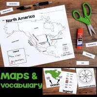 maps and vocabulary cut and paste