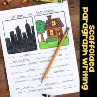 scaffolded paragraph writing blanks map skills