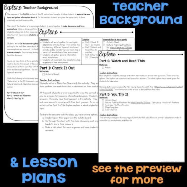 Adaptations 5E Science Unit Plan for Third Grade