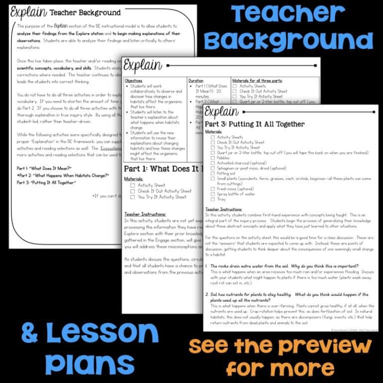 Changing Habitats 5E Science Unit Plan for Third Grade