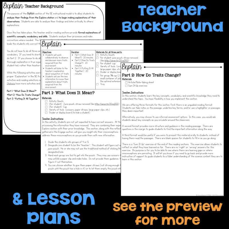 Environment and Traits 5E Unit Plan for Third Grade