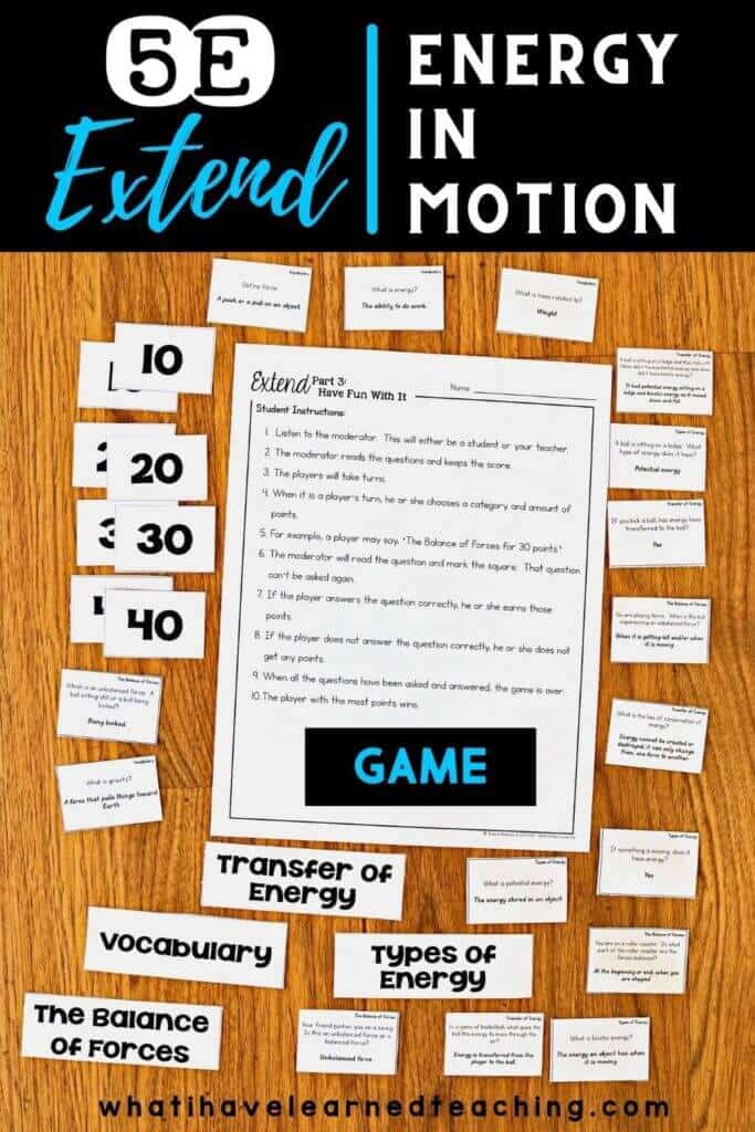 This Energy in Motion 5E Science Unit Plan is an inquiry-based unit where students learn about how energy affects motion. Students explore how energy and speed are related, observe the motion of different objects, analyze and interpret data to explore the relationship of energy and motion, and more. The unit includes three parts for each of the 5E's (Engage, Explore, Explain, Extend, and Evaluate) and more.