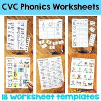 cvc phonics worksheets templates