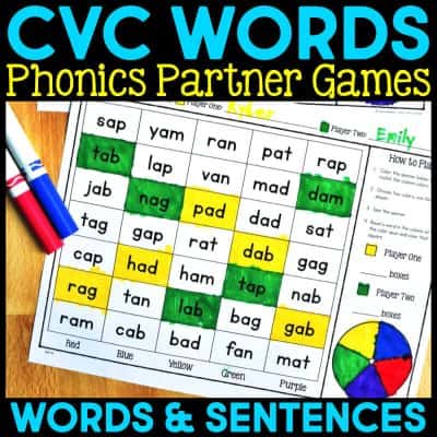 cvc words phonics partner games cover