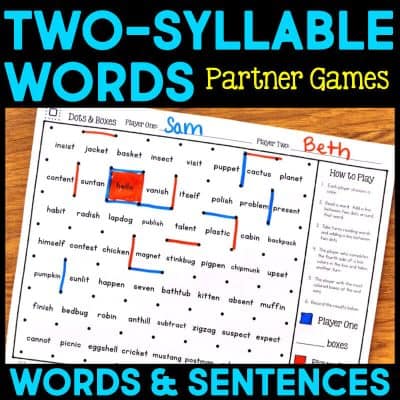 two-syllable words partner games cover