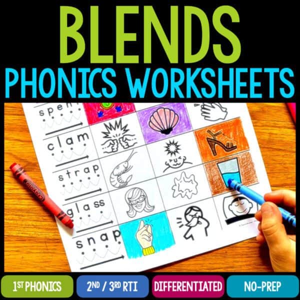 Initial Blends MIXED Worksheets & Activities No-Prep Phonics Worksheets