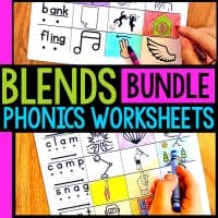 blends phonics worksheets bundle cover