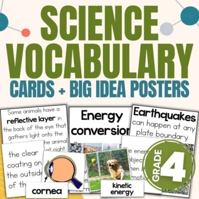 Certainly! Here’s a rewritten version using your product name: 4th grade science vocabulary 1 includes NGSS posters and science vocabulary cards for fourth grade, featuring key terms like cornea and kinetic energy, complete with sample definitions and images—ideal for helping students learn important science concepts.