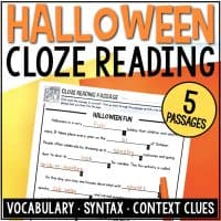 These HALLOWEEN Cloze Reading Passages encourage students to use context clues and make inferences to determine a sentence's correct word or phrase.