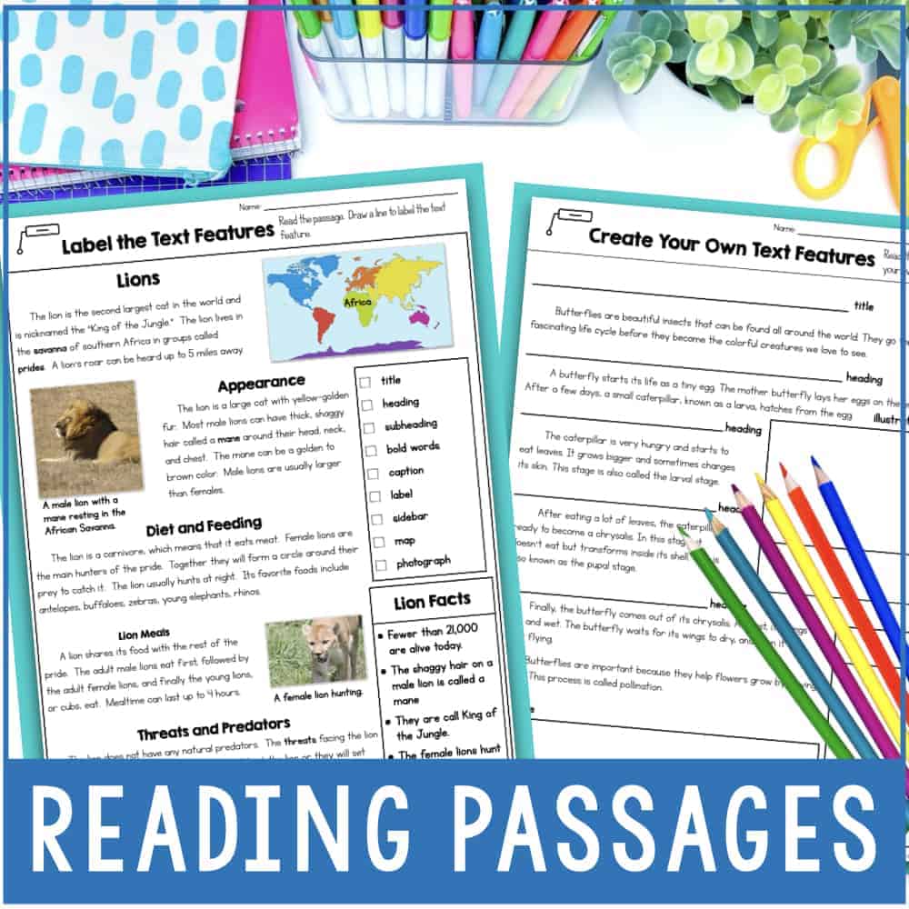 What are Text Features? Effective Strategies for Teaching Text Features 12 text features reading passages.