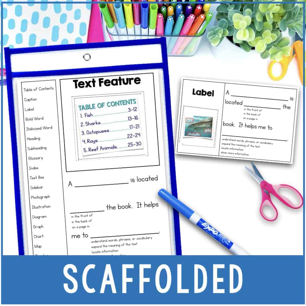 What are Text Features? Effective Strategies for Teaching Text Features 11 text features scaffolded sentence frames.