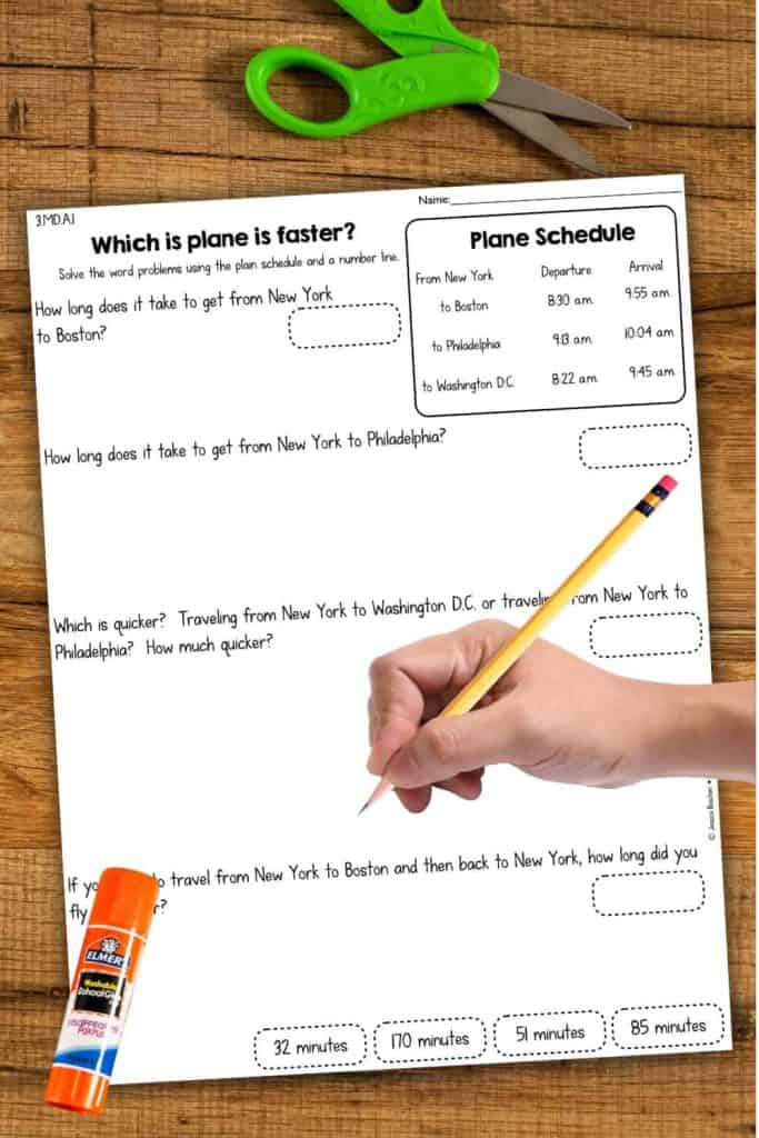 3rd grade cut and paste math worksheets.