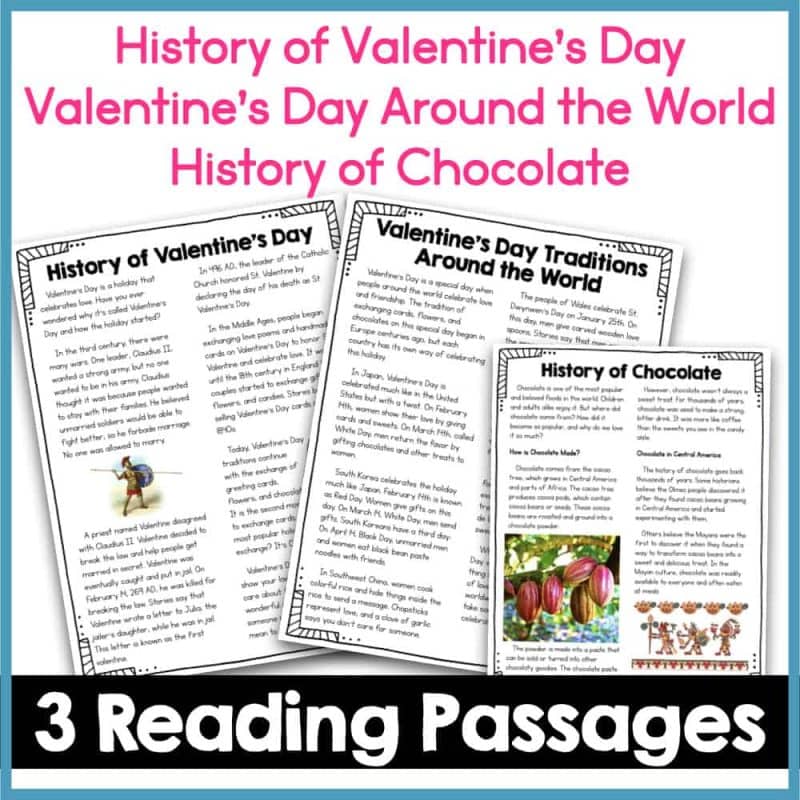 Valenine's Day Reading Passage COVER.002 Valentine's day reading passages.