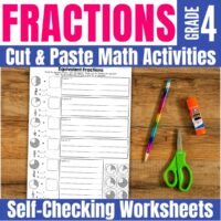 4th grade fractions cut and paste cover.