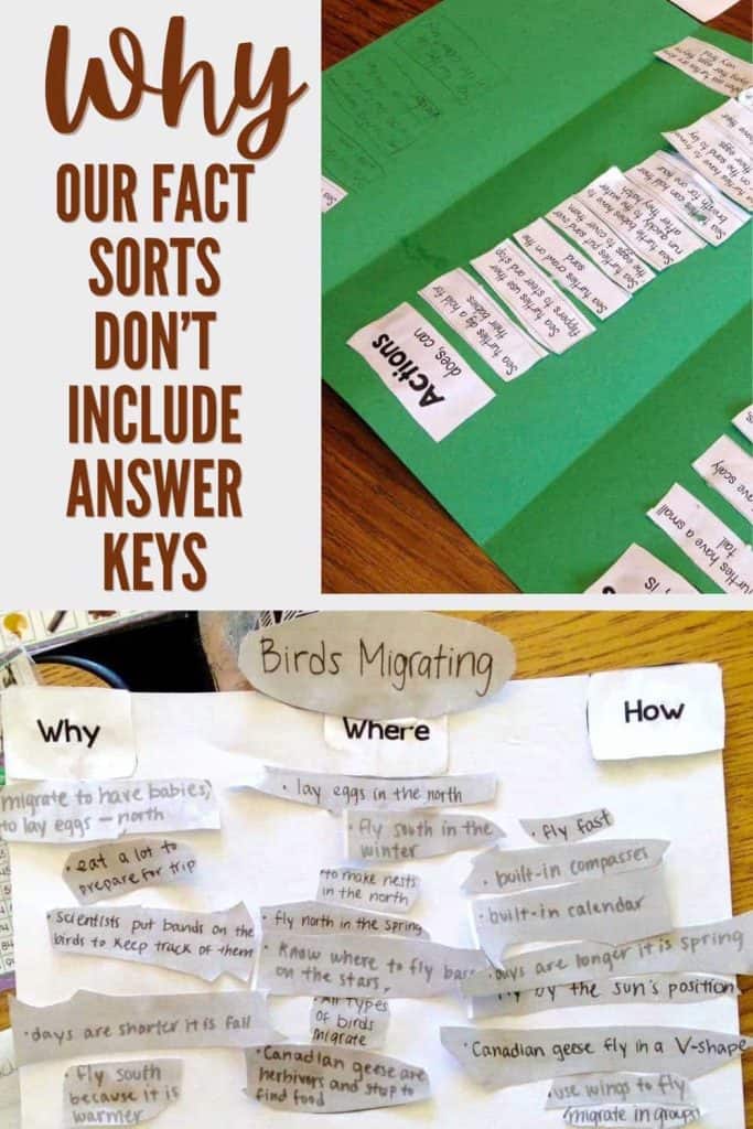 fact sort why we don't have answer keys.