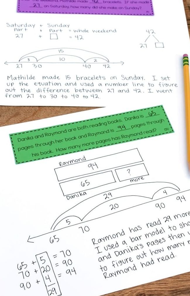 Addition and Subtraction Word Problems by Problem Type allow you to differentiate the numbers for your students and teach them to look at the context of a problem before working with the numbers. Vocabulary cards to solve word problems.