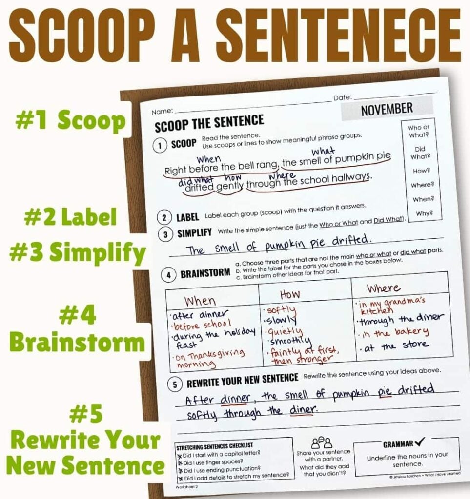 scoop a sentence.