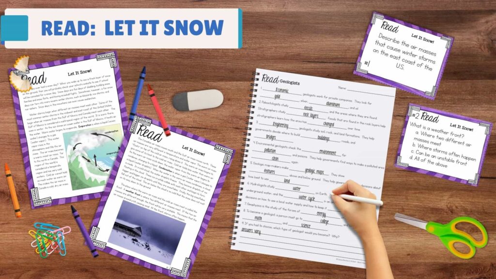 snow storms reading passage.
