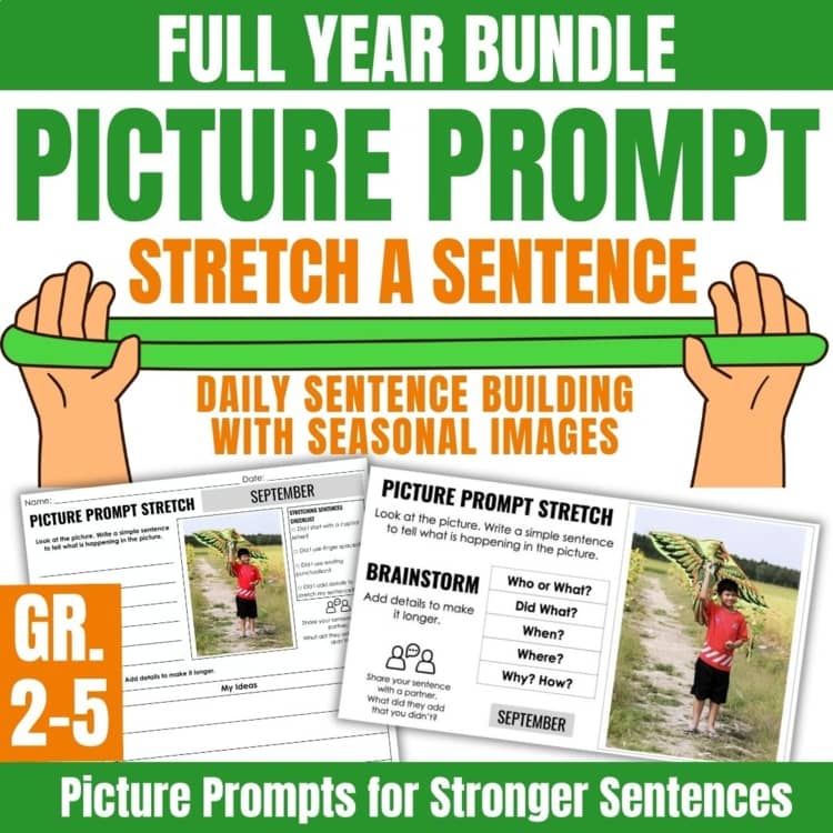 Sentence Writing Warm-Ups That Help Students Add Details 4 October picture stretch a sentence
