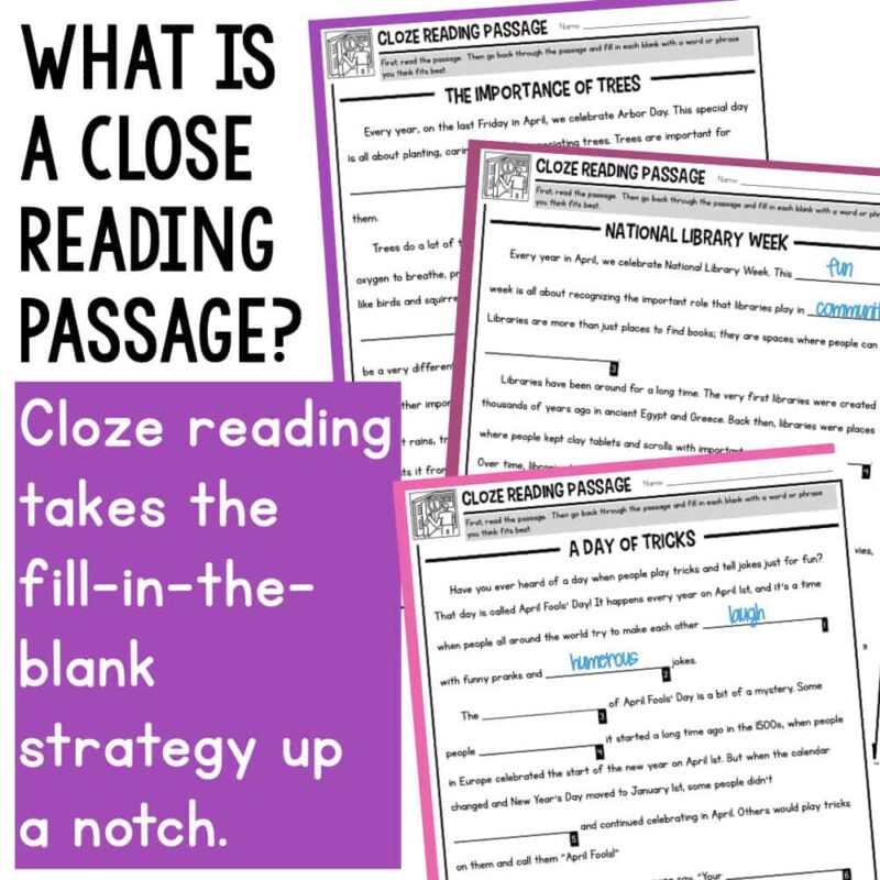 Cloze Reading April Cover.002 April Cloze Reading.