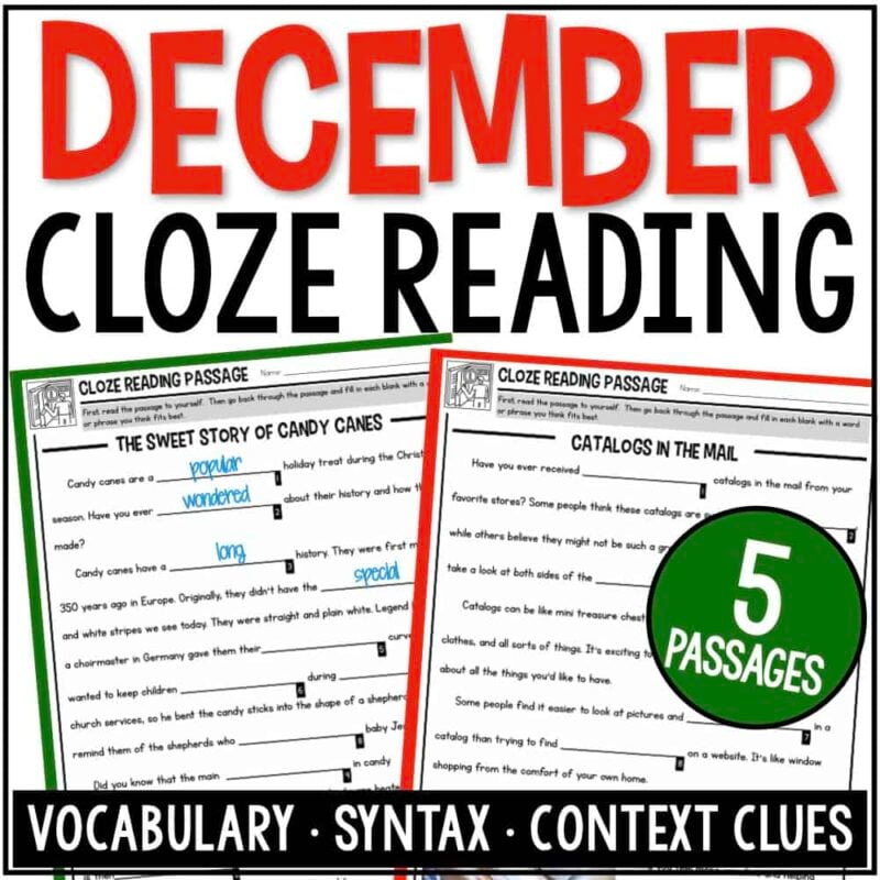 Cloze Reading December Cover.001 December Cloze Reading.