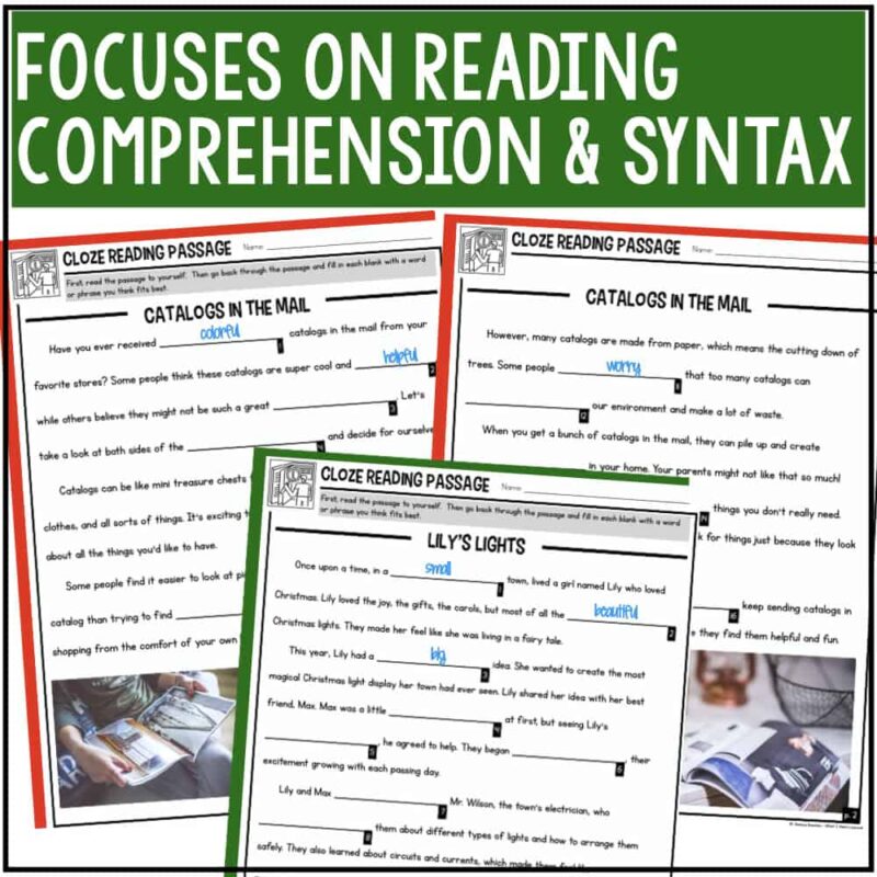 Cloze Reading December Cover.003 December Cloze Reading.