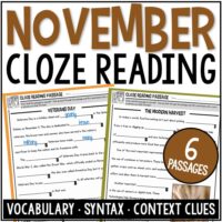 November Cloze Reading.
