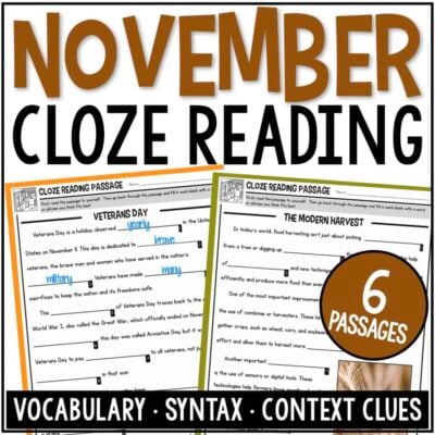 November Cloze Reading.