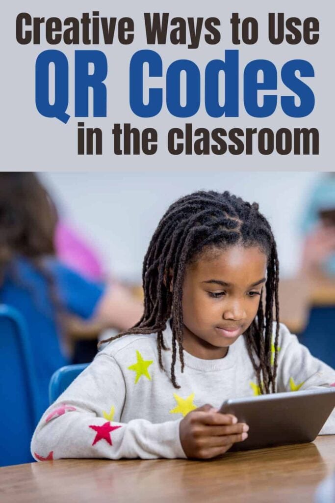 Creative Ways to Use QR Codes in the Elementary Classroom 1 child on an ipad using a QR code.