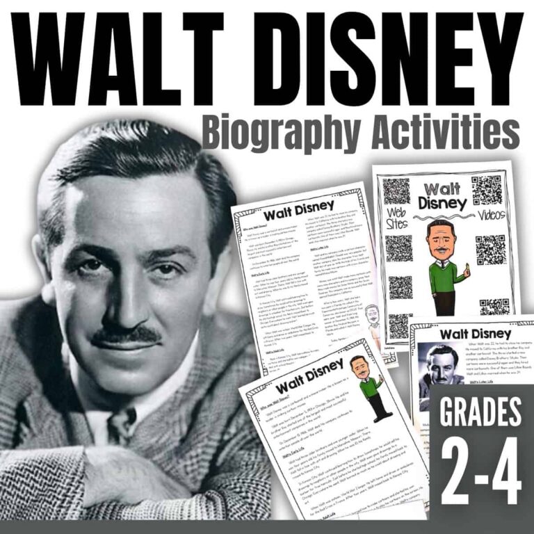 Bioblocks Activity Disney Walt Disney Biography Activities for Elementary Students
