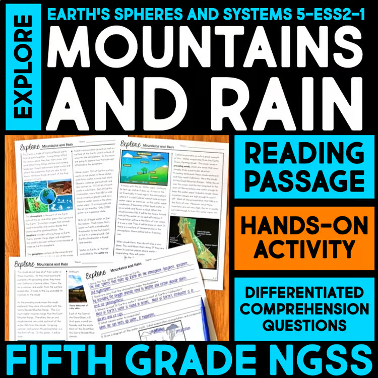 Weather Activities for 3rd Grade: Climate and Hazards 6 Image cover for fifth-grade NGSS features a reading passage, hands-on activity, and differentiated questions. Perfect for exploring Earth's spheres and systems or adapting as NGSS 3-ESS2 activities.