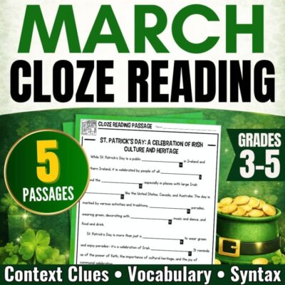 March Cloze Reading Passages | Context Clues & Comprehension Practice
