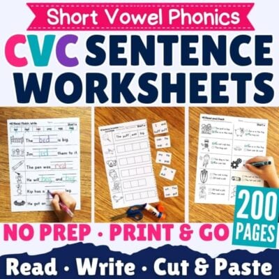 200+ Short Vowel Sentence Practice Worksheets | CVC Phonics Activities