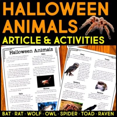 Halloween Animals Informational Article and Comprehension Activities