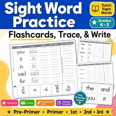 Sight Word Practice Pages & Flashcards | Dolch, Fry & Irregular Words