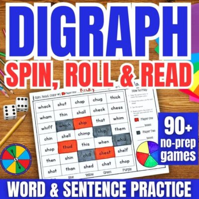 Digraph Phonics Partner Games for Decoding Words and Sentences
