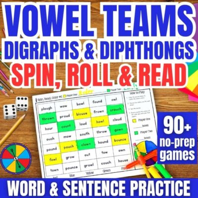 Phonics Partner Games for Long Vowel Digraphs - OU/OW, OO, OI/OY, AU/AW and More