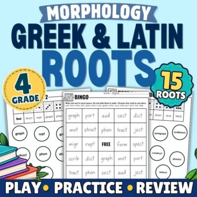 Greek and Latin Roots Games Activities 4th Grade Word Building Morpheme Review cover