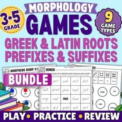 Morphology Games Bundle Greek & Latin Roots Prefixes Suffixes Activities cover