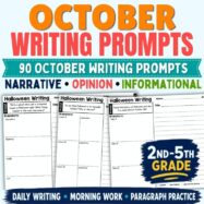 October Fall Writing Prompts Worksheets Halloween Paragraph Writing Grades 3-4 cover