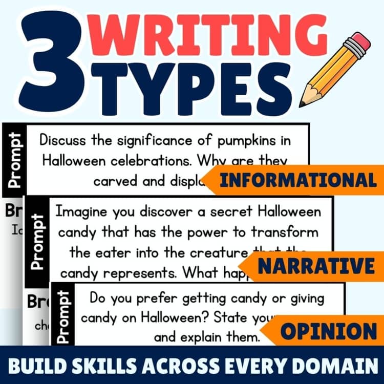 October Fall Writing Prompts Worksheets Halloween Paragraph Writing Grades 3-4 preview 1 October Fall Writing Prompts Worksheets Halloween Paragraph Writing Grades 3-4 preview 1