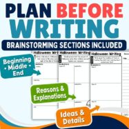 October Fall Writing Prompts Worksheets Halloween Paragraph Writing Grades 3-4 preview 2