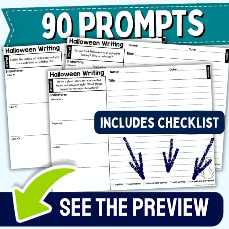 October Fall Writing Prompts Worksheets Halloween Paragraph Writing Grades 3-4 preview 3 October Fall Writing Prompts Worksheets Halloween Paragraph Writing Grades 3-4 preview 3