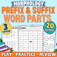 Prefix & Suffix Games Activities 3rd Grade Word Building Morpheme Review Words cover