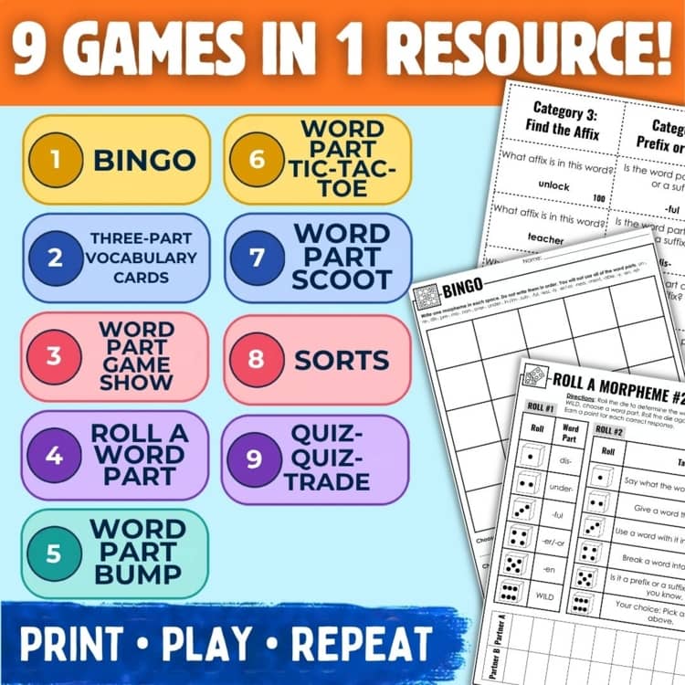 Prefix & Suffix Games Activities 3rd Grade Word Building Morpheme Review Words preview 1 Prefix & Suffix Games Activities 3rd Grade Word Building Morpheme Review Words preview 1