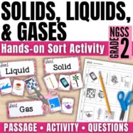 Types of Matter Sort Solid Liquid Gas Cut & Paste States of Matter Activity NGSS cover